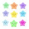 Cute kawaii stars. Isolated design elements for kids, babies and children design with smiling sky characters