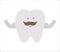 Cute kawaii strong tooth with muscles. Vector teeth icon for children design. Funny dental care picture for kids. Dentist baby