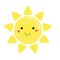 Cute kawaii sun character. Vector illustration for kids, design element