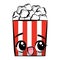 Cute kawaii sweet popcorn character. Vector illustration.