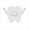 Cute kawaii tooth with hands up. Vector teeth icon for children design. Funny dental care picture for kids. Dentist baby clinic