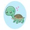 Cute kawaii turtle cartoon illustration