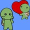 Cute kawaii turtle character cartoon valentineÂ´s day set illustration