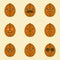 Cute and kawaii walnut flat design vector illustration. walnut emoji, emoticon with many expression face