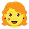 Cute kawaii woman emoji colorful isolated