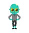 Cute kawaii Zombie isolated. funny Living Dead cartoon style. Undead kids character. Childrens style