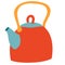 Cute kettle, flat, isolated object on a white background, vector illustration, eps