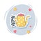 Cute kettle with hearts stuff for cards stickers or patches decoration cartoon