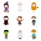 cute kid clipart element of boys and girls wearing Halloween costume for Halloween day