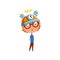 Cute kid with experimental equipment on his head, scientist boy character working on science experiment vector