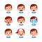 cute kid face expression emoji emoticon set