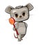 Cute kid Mouse stretches out his hand offering a treat. He wants to present a sweetness lollipop. Funny animal baby