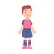 Cute Kid Soccer Player Character, Boy in Red and Blue Sports Uniform Playing Football, School Sports Activity, Football