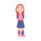 Cute Kid Soccer Player Character, Little Girl in Sports Uniform Playing Football, School Sports Activity, Football