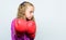 Cute kid with sport boxing gloves. Boxing sport for female. Sport upbringing. Skill of successful leader. Sport