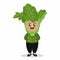 Cute kid with vegetable costume mascot design illustration