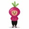 Cute kid with vegetable costume mascot design illustration