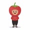 Cute kid with vegetable costume mascot design illustration