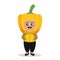 Cute kid with vegetable costume mascot design illustration