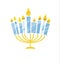 Cute kiddy style hanukkah menora vector illustration.