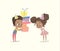 Cute Kids Birthday Party Present Vector Illustration. African American Boy Character give Gift Congratulation to Friend