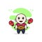 Cute kids character with boxing gloves and champion belt