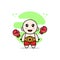 Cute kids character with boxing gloves and champion belt