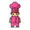 Cute kids chef. Cartoon mascot character in dynamic position. Male and female chefs.