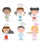 Cute Kids Chef on white background, set of Children Cooking, child chef cute,Vector illustration.