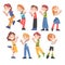 Cute Kids Clapping their Hands Set, Happy Children Applauding Expressing Enjoyment, Appreciation, Delight Cartoon Style