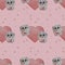 Cute kids collection. Seamless pattern. Cute animals - Little cute hares - a girl and a boy with a scarlet heart in their paws on