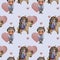Cute kids collection. Seamless pattern. Fabulous Children - a girl-princess on a horse with flowers and a prince with a crown on a