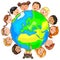 Cute kids different nationalities around planet Earth