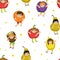 Cute Kids in Fruits Costumes Seamless Pattern, Adorable Children Dressed Like Fruit, Design Element Can Be Used for