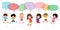 Cute Kids Playing Outside with speech bubbles, stylish children jumping with speech bubble, child talking with speech balloon