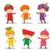 Cute kids in strawberry, orange, grape, pine apple, watermelon a