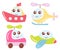 Cute kids transport collection. Vector illustration.