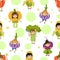 Cute Kids in Vegetables Costumes Seamless Pattern, Adorable Children Dressed Like Vegetable, Design Element Can Be Used