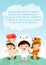 Cute kids wearing animal costumes,Template for advertising brochure, your text ,Cute little Children with animals costume.