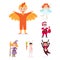 Cute kids wearing Christmas costumes vector characters little people isolated cheerful children holidays illustration