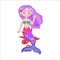 cute kind mermaid with her friend octopus