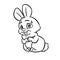 Cute kind rabbit looks smile coloring page cartoon illustration
