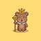 Cute king bear vector cartoon illustration