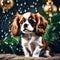 Cute king charles cavalier puppy illustration - ai generated image