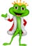 Cute king frog cartoon with presenting