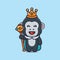 Cute king gorilla cartoon vector illustration.