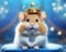 cute King hamster with a crown on its head.