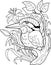 Cute kingfisher bird, coloring book, funny illustration