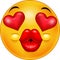 Cute kissing emoticon with hearts of eyes as an expression of love