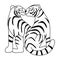 Cute kissing tigers in doodle style. Animalistic concept Couple of lovers